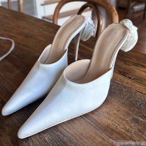 Magda Butrym Rose Appliquéd Satin Bridal Heel 38
